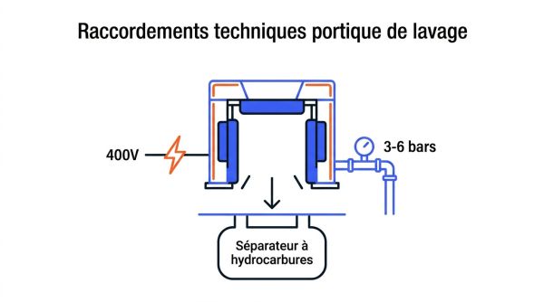 Raccordements techniques portique de lavage