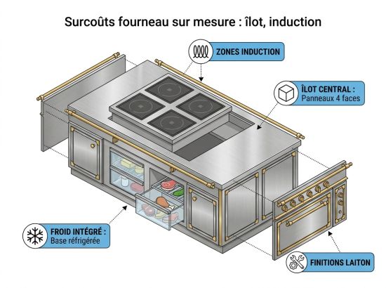 Surcoûts fourneau sur mesure : îlot, induction