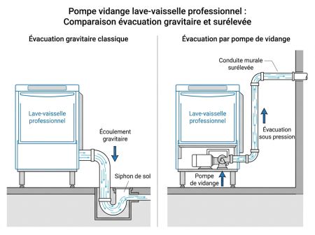 Pompe vidange lave-vaisselle professionnel