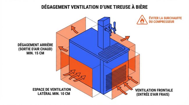 Dégagement ventilation d'une tireuse à bière