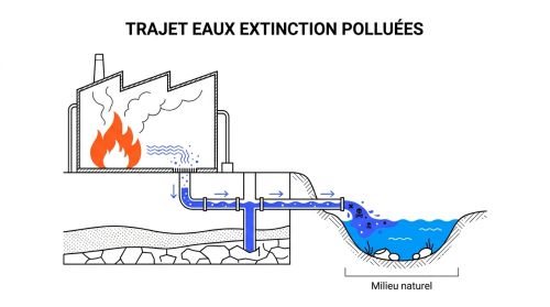 Trajet eaux extinction polluées