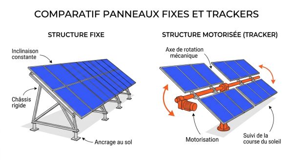 Comparatif panneaux fixes et trackers