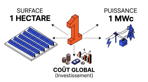 Surface 1 hectare pour 1 MWc solaire
