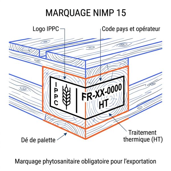 Marquage NIMP15 palette bois standard