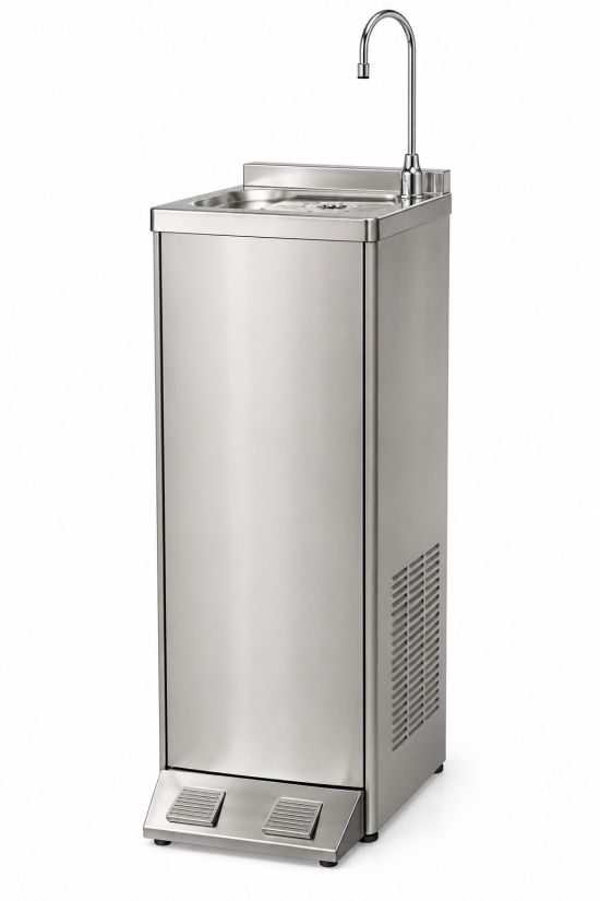 fontaine à eau en inox avec pédales