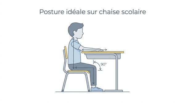 Posture idéale sur chaise scolaire