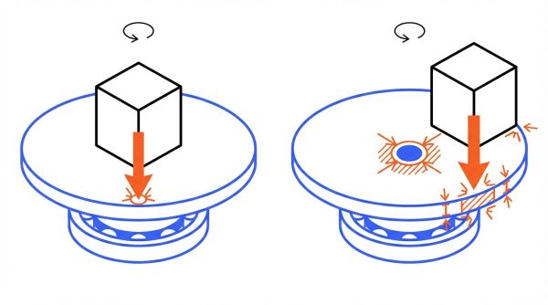 Schéma charge excentrée plateau tournant