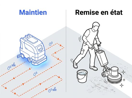 Comparatif nettoyage maintien robot et humain.