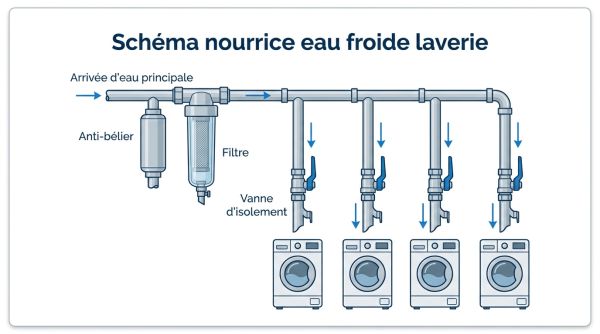 Schéma nourrice eau froide laverie