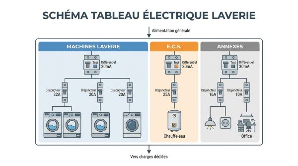 Schéma tableau électrique laverie