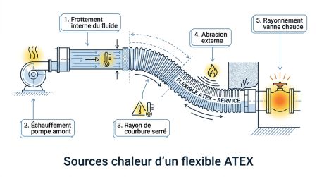 Sources chaleur d'un flexible ATEX