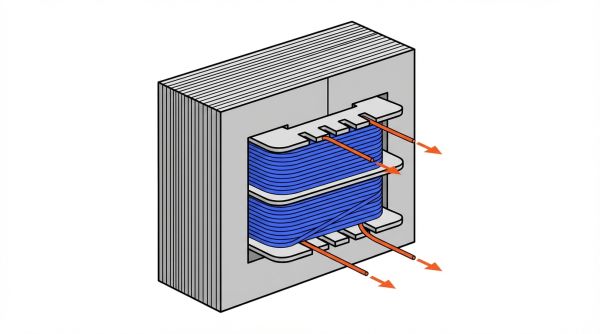Coupe transversale noyau EI transformateur