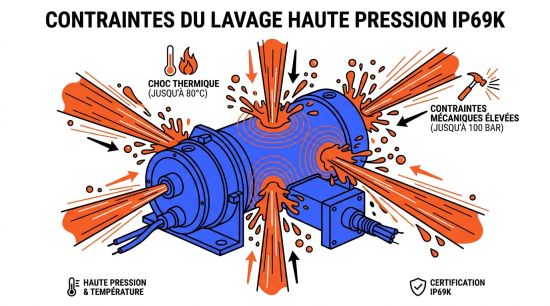 Contraintes du lavage haute pression IP69K