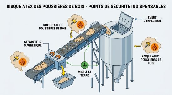 Risque ATEX des poussières de bois.