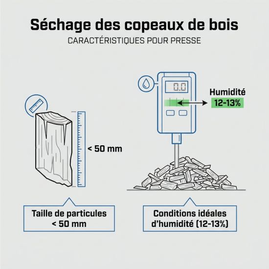 Séchage des copeaux de bois.