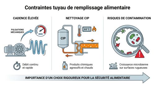 Contraintes tuyau de remplissage alimentaire