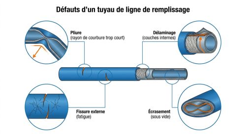 Défauts d'un tuyau de ligne de remplissage