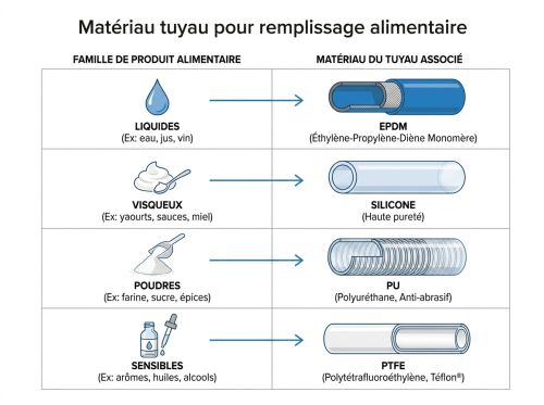 Matériau tuyau pour remplissage alimentaire