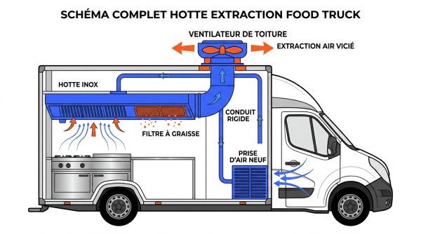 Schéma complet hotte extraction food truck
