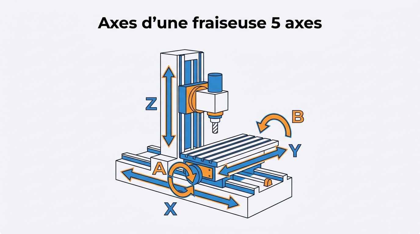 Axes d'une fraiseuse 5 axes