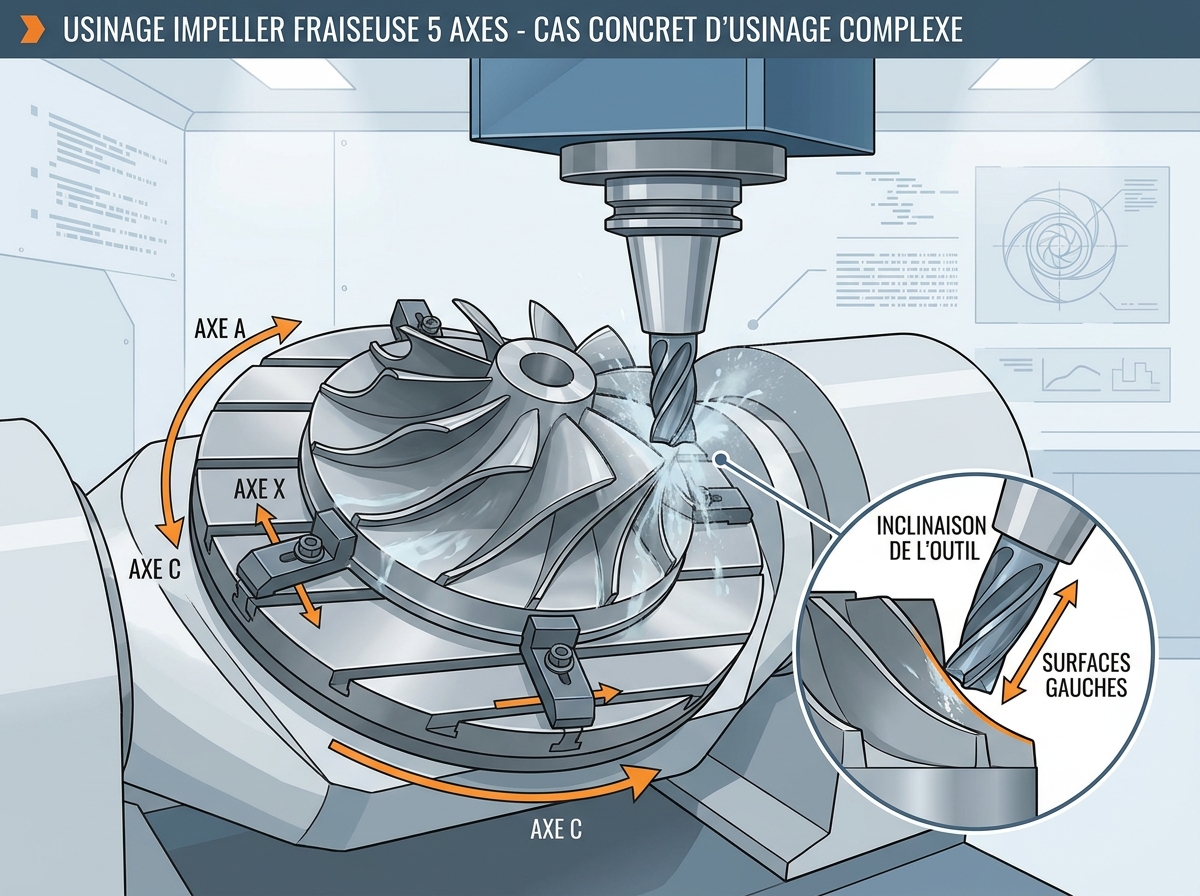 Usinage impeller fraiseuse 5 axes