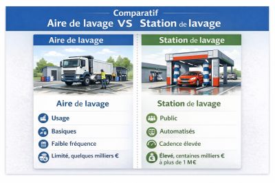 Comparatif aire de lavage vs station de lavage
