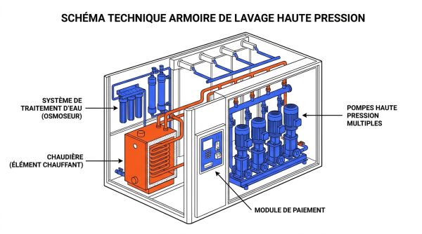 Schéma technique armoire de lavage haute pression