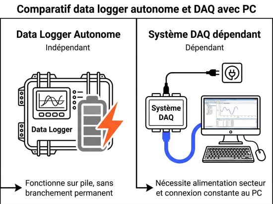 Comparatif data logger autonome et DAQ avec PC