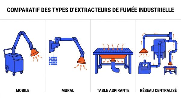 Comparatif des types d'extracteurs de fumée industrielle