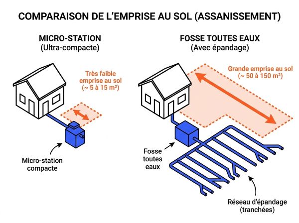 Comparaison emprise au sol assainissement non collectif
