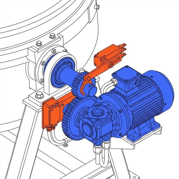 Mécanisme motorisé de sauteuse basculante.