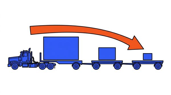 Train logistique lourd près tracteur