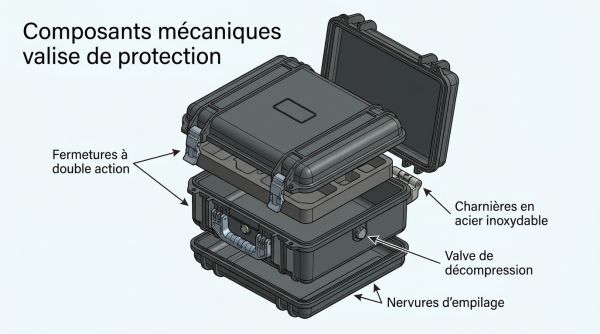 Composants mécaniques valise étanche