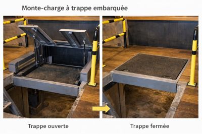 monte charge à trappe