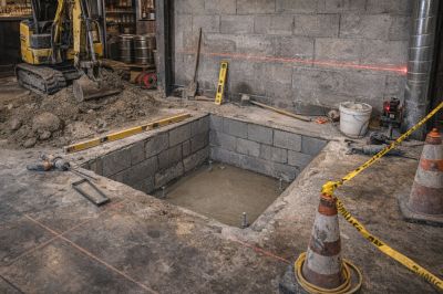 monte charge à trappe avec création de fosse