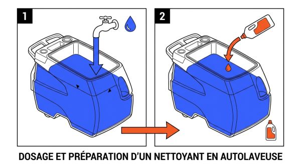 Dosage et préparation d'un nettoyant en autolaveuse
