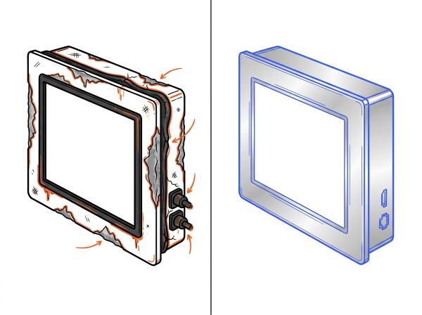Comparatif panel PC standard et inox