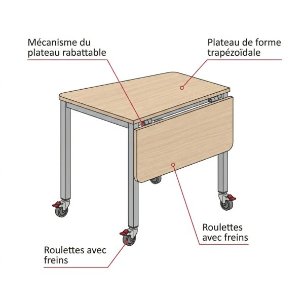 Table modulable sur roulettes pour école