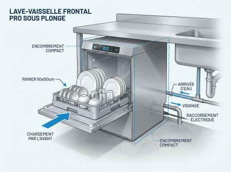 Lave-vaisselle frontal pro sous plonge