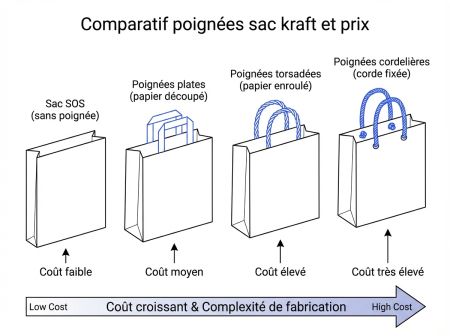 Comparatif poignées sac kraft et prix