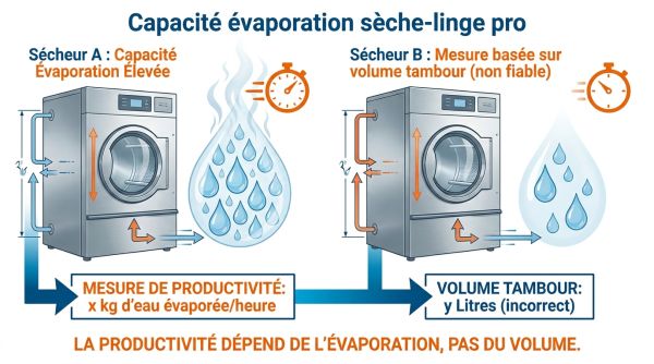 Capacité évaporation sèche-linge pro