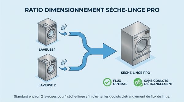 Ratio dimensionnement sèche-linge pro