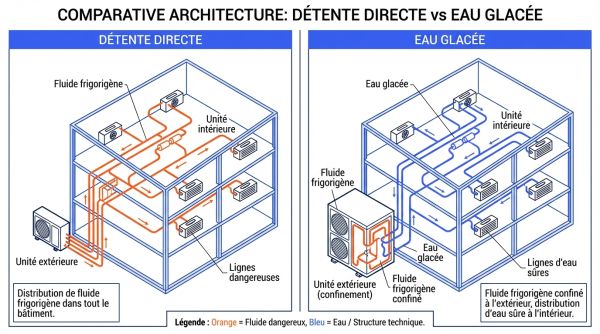 Détente directe vs eau glacée.