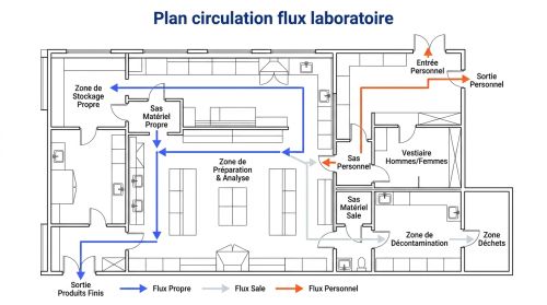 Plan circulation flux laboratoire