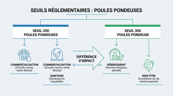 Seuils 250 et 350 poules pondeuses réglementation