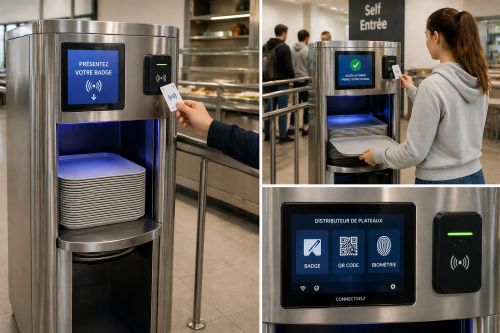 Distributeur de plateaux moderne avec RFID
