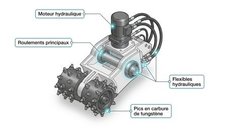 Points contrôle fraise hydraulique