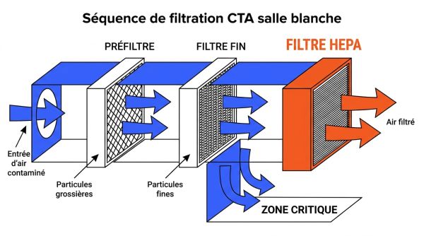 Séquence de filtration CTA salle blanche