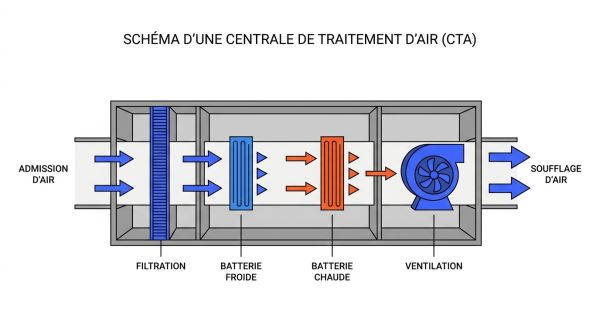 Schéma d'une centrale de traitement d'air CTA