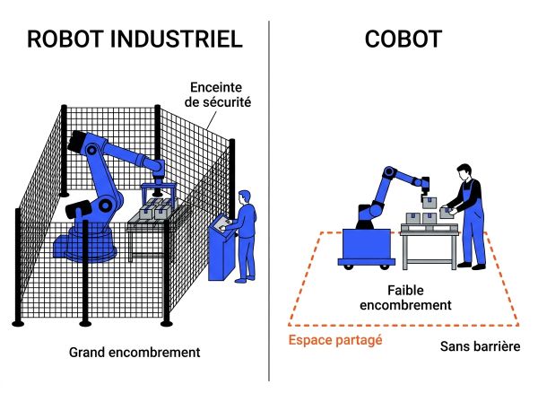 Comparatif robot industriel et cobot de dépilage